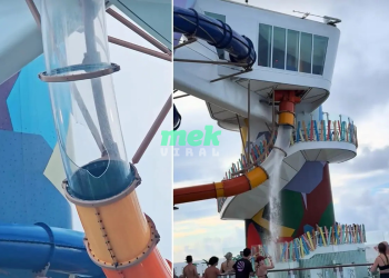 hole opens on cruise ship waterslide